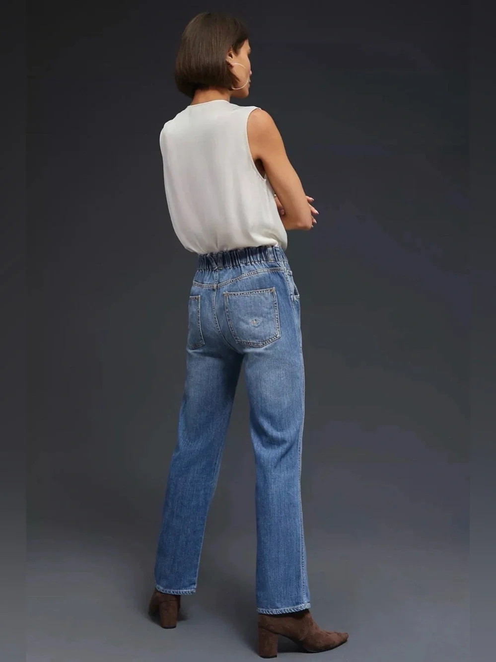 HUDSON Jeans Remi High Rise Straight Leg Ankle Womens Sz 31 Elastic Waist